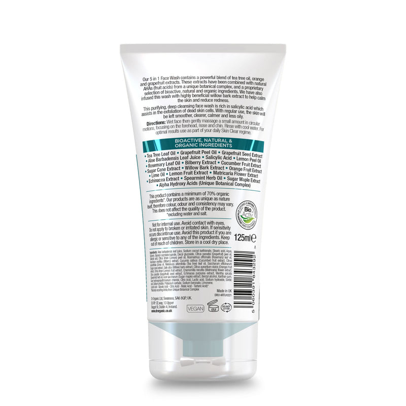 [Australia] - Dr Organic, Organic Skin Clear Face Wash , Natural , Vegan , Cruelty Free , Paraben & SLS Free , 125ml 