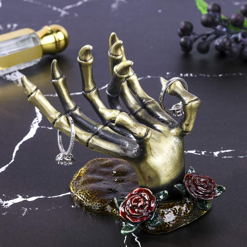 [Australia] - Gothic Valentine Rose Skeleton Hand Jewelry Holder Rings Necklaces and Jewellery Accessories Hand Form Display Holders 