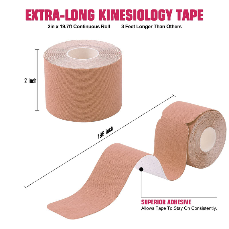 [Australia] - Kinesiology Tape Precut(4 Pack) Kinetic Tape Rolls Athletic Tape Elastic Therapeutic Sport Tape for Knees, Ankles, Shoulder, Elbow, Pain Relief and Injury Recovery 2 Inch x 16.4 ft (Beige) (4 Pack )Beige 