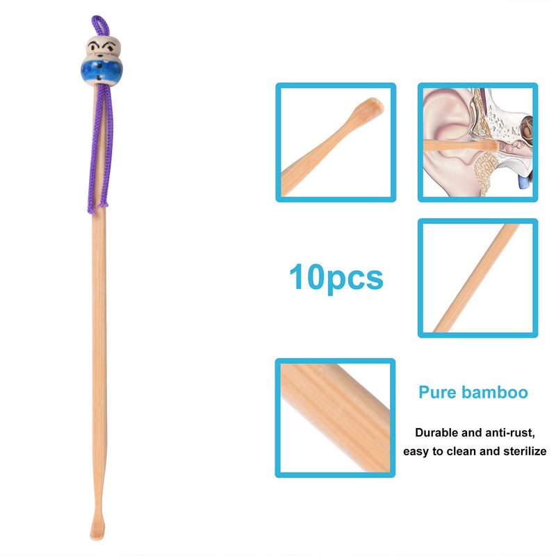 [Australia] - 10pcs Bamboo Ear Pick Ear Cleaner Ear Spoon Earwax Curette Remover Earpick Tool Hanging Clean Tool for Ear for Adult Children 