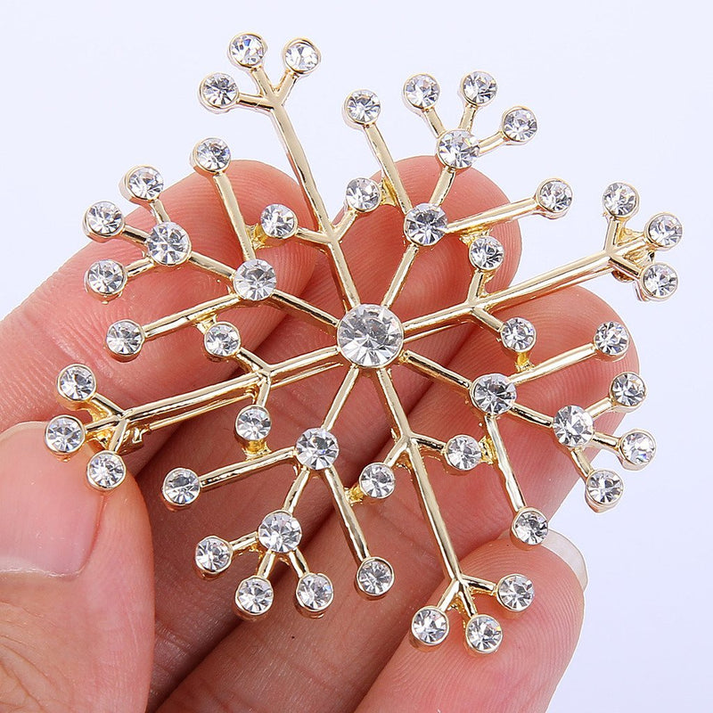 [Australia] - EVER FAITH Austrian Crystal Charming Lady Winter Snowflake Brooch Pin Clear Gold-Tone 