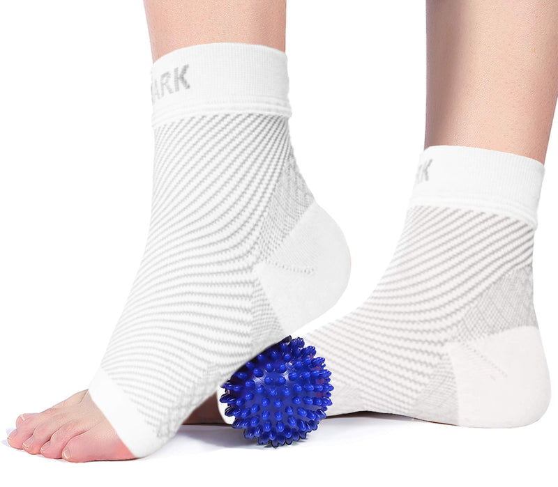 [Australia] - NEWMARK Plantar Fasciitis Socks with Arch Support for Men & Women - Best Ankle Compression Socks Foot Sleeve for Aching Feet & Heel Pain Relief - Better Than Night Splint Brace, Orthotics (1 PAIR) White S/M (Women 4-7.5 / Men 6.0-8.0) 