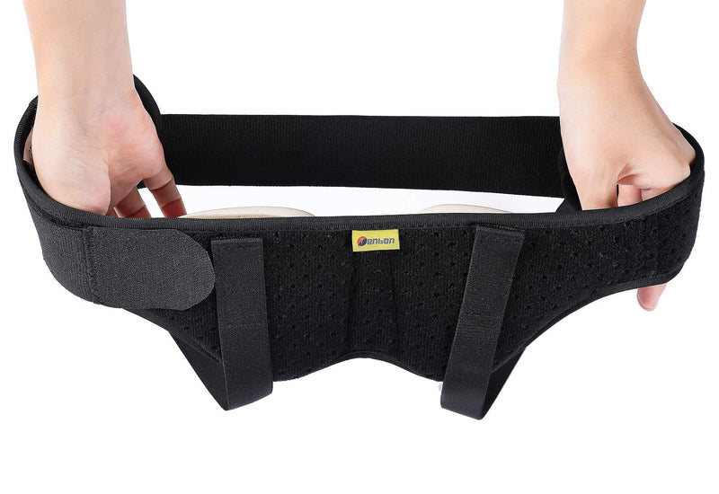 [Australia] - Tenbon Hernia Belt for Men and Women Flexible Adjustable Hernia Belt Hernia Support Pain Relief with 2 Removable Compression Pads, Black, M 