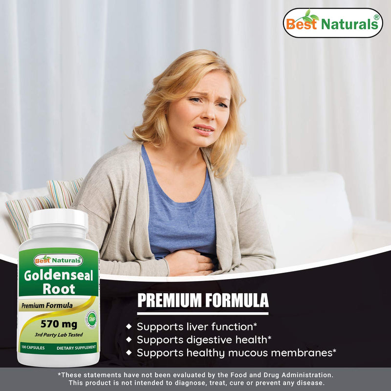 [Australia] - Best Naturals Goldenseal Root 570 mg 100 Capsules (100 Count (Pack of 1)) 100 Count (Pack of 1) 