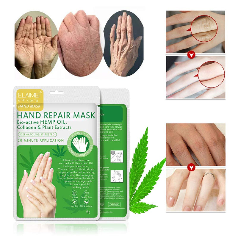 [Australia] - Moisturizing Gloves Hand Mask 5 Pack with Collagen, Shea Butter, Vitamin E - Deep Moisturizing Repair Skin for Dry Rough Hands - Perfect Daily Hand Care Treatment Get Soft Smooth Hands 