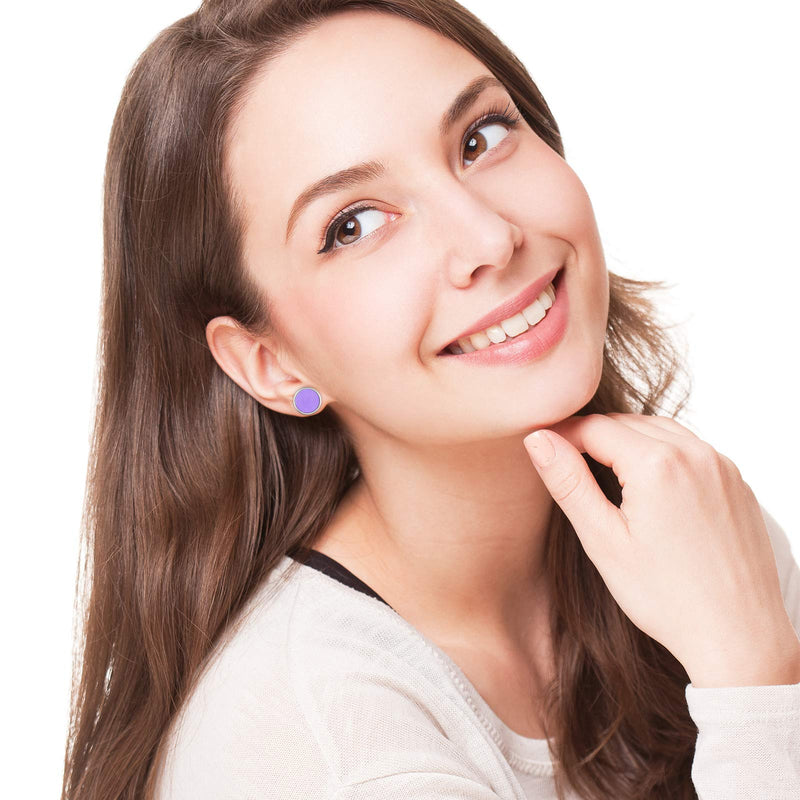 [Australia] - 20 Pairs Colorful Druzy Stud Earrings Faux Leather Stud Earrings Set Stainless Steel Multi-Color Round Earrings Bohemian Pierced Earrings Jewelry for Women 8 mm 