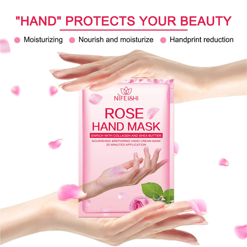 [Australia] - Hand Peel Mask, (5 Pack) Rose Moisturizing Gloves, Moisturizing Natural Therapy Gloves, Exfoliating Hand Peeling Mask for Dry Hands, Baby Soft Smooth Touch Hands, Repair Rough Skin for Men Women 