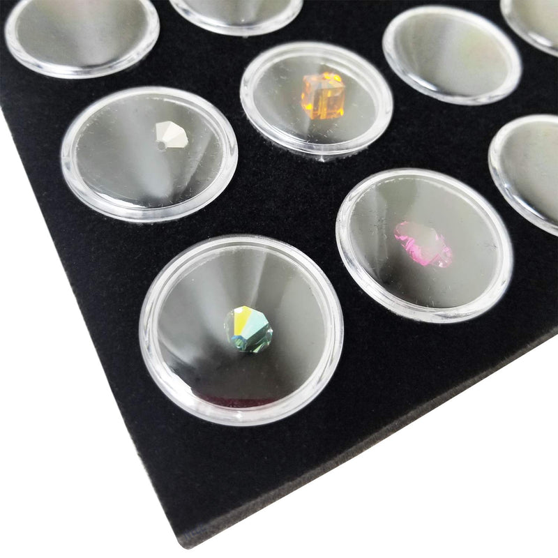 [Australia] - Ikee Design Black Foam Gem Jars Showcase Stackable Display Tray for Collectibles, Home Organization Storage Box with 50 Gemstones and Bead Storage Jars clear 