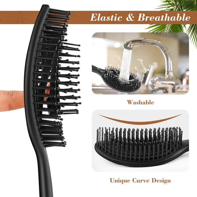 [Australia] - Detangling Hair Brush, Curved Vented Oval Hair Comb Hairbrush for Women Men Blow Drying, Comfortable Scalp Massage, Smoothing Long Thick Curly Dry Wet Hair, No More Tangle(Oval, Black) 