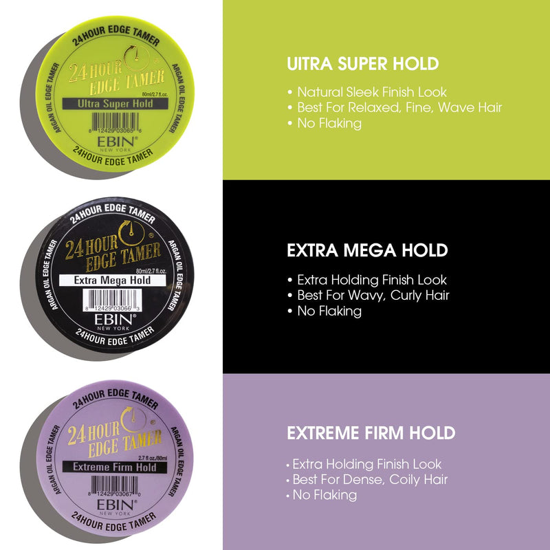 [Australia] - EBIN NEW YORK 24 Hour Edge Tamer, Extreme Firm Hold, 8.25 Oz - No Flaking, No White Residue, Shine and Smooth texture with Argan Oil and Castor Oil 8.25 Ounce (Pack of 1) 