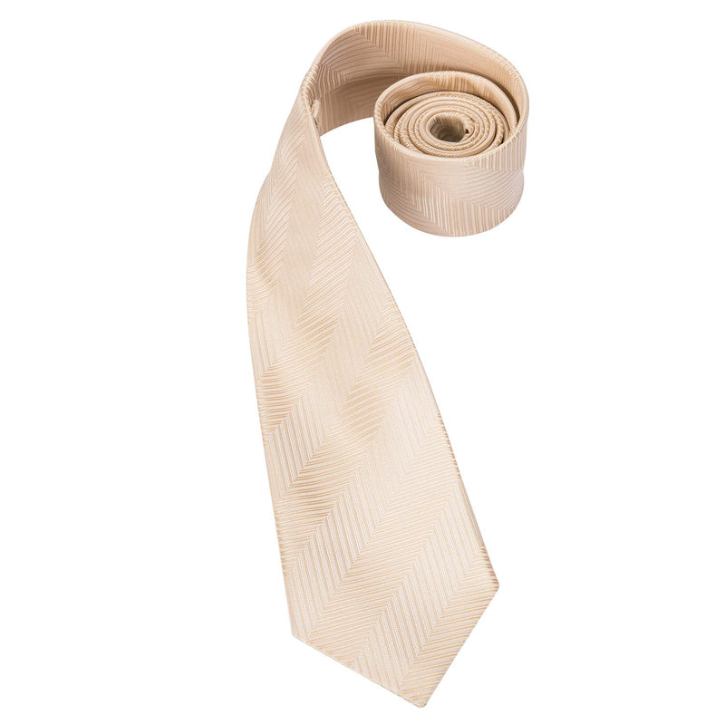 [Australia] - Dubulle Mens Tie Set Solid Paisley Novelty Silk Necktie for Men with Cufflinks Tie and Pocket Square B-beige 