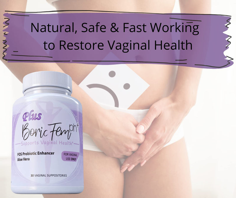 [Australia] - Boric Acid Vaginal Suppositories Plus Aloe Vera & FOS Probiotic Enhancer 800mg/ , 30 Count All Natural Made in USA 