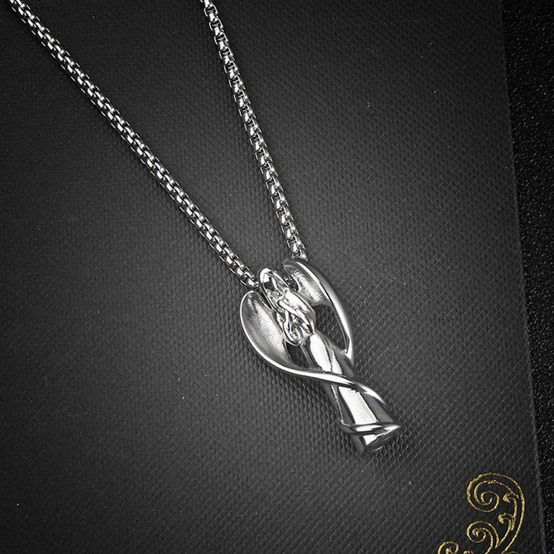 [Australia] - HUANIAN Stainless Steel Angel Shape Canister Capsule Memorial Keepsake Pendant Cremation Ash Urn Necklace Silver 