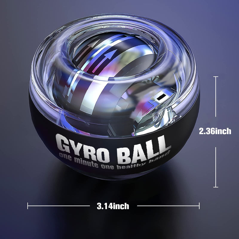 [Australia] - JIN BD Wrist Trainer Ball Auto-Start Wrist Strengthener Gyroscopic Forearm Exerciser Gyro Ball for Strengthen Arms, Fingers, Wrist Bones and Muscles BLACK Without Light 
