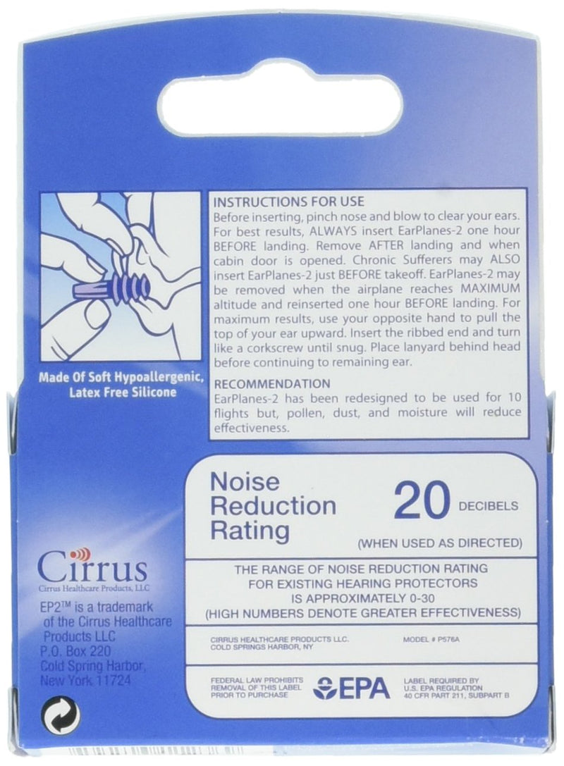 [Australia] - EarPlanes EP2 Ultra-Reusable Earplugs, Airplane Pressure Prevention Earplugs for Adults (? Pairs) 