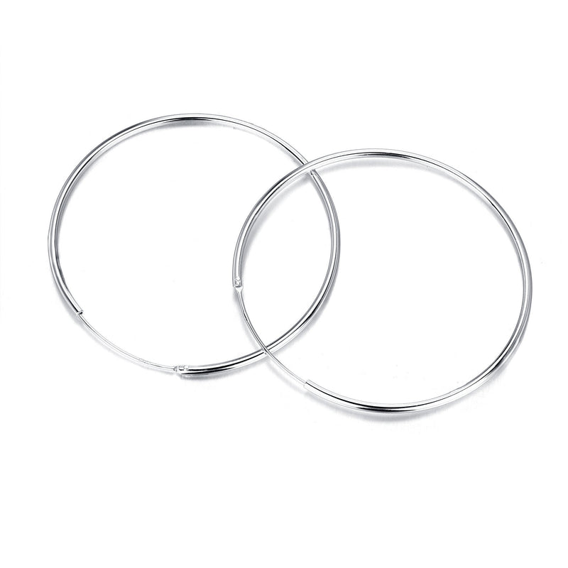 [Australia] - Sterling Silver Fine Hoop Earrings Circle Endless Loop- Jewellery for Women Girls Diameter Size: 20 30 40 50 60 mm 50mm 