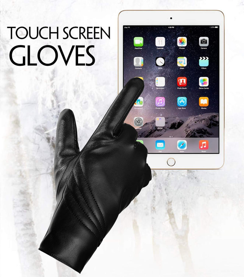 [Australia] - Womens Gloves,Touchscreen Texting Driving,Winter Warm PU Leather Gloves (style3) 