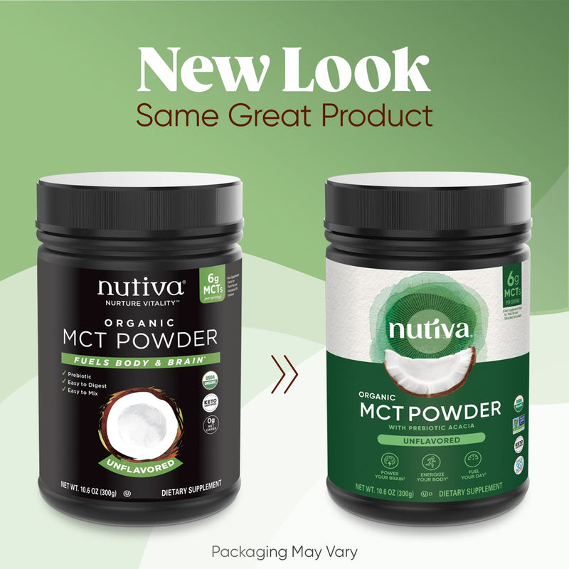 [Australia] - Nutiva Organic MCT Powder with Prebiotic Acacia Fiber, Classic, 10.6 Oz, USDA Organic, Non-GMO, Non-BPA, Vegan, Gluten-Free, Keto & Paleo, Instant Beverage or Boost to Coffee & Smoothies Unflavored 10.6 Ounce (Pack of 1) 