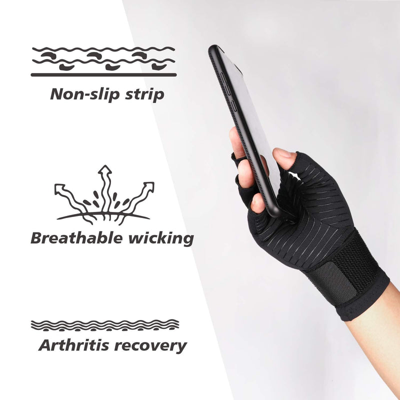 [Australia] - Thx4COPPER Compression Arthritis Gloves with Strap,Carpal Tunnel,Typing,Support … Small-Medium 