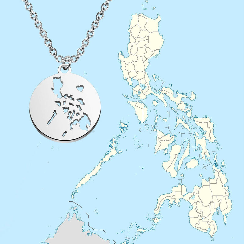 [Australia] - bobauna Philippine Islands Map Pendant Circle Hollow Necklace Philippine Pride Jewelry Map Geography Gift For Filipino Philippine map necklace 