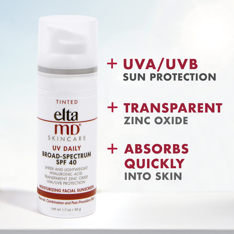 [Australia] - EltaMD UV Daily Moisturizer with SPF Tinted Face Sunscreen with Hyaluronic Acid, Broad Spectrum SPF 40 Face Sunscreen Moisturizer, Non greasy, Sheer Lotion, Mineral-Based Sun Protection, 1.7 oz 