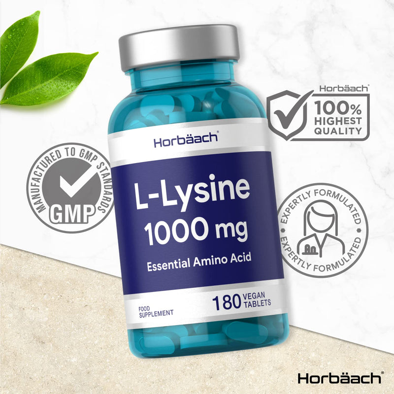 [Australia] - L-Lysine 1000mg | 180 Tablets | Cold Sore Treatment, Essential Amino Acid | Premium Supplement | Vegan & Vegetarian | Non-GMO, Gluten Free Supplement | No Artificial Preservatives 