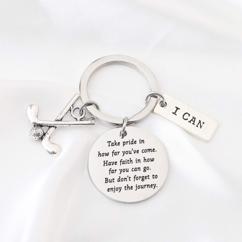 [Australia] - Golf Keychain Golf Inspiration Gifts Golf Team Gifts Golf Clubs Gift for Golfer Jewelry Golf Lover Inspiration Gifts Take Pride in How Far You Have Come silver 