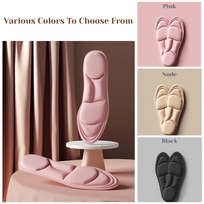 [Australia] - CB 2 Pairs 5D Sponge Insoles Shoe Inserts Liners Cushion Breathable Absorption Arch Pain Barefoot Support Heel Pain Relief Fit Women 5-8.5, Men 4-7, Black Style A-2 Pairs Black 