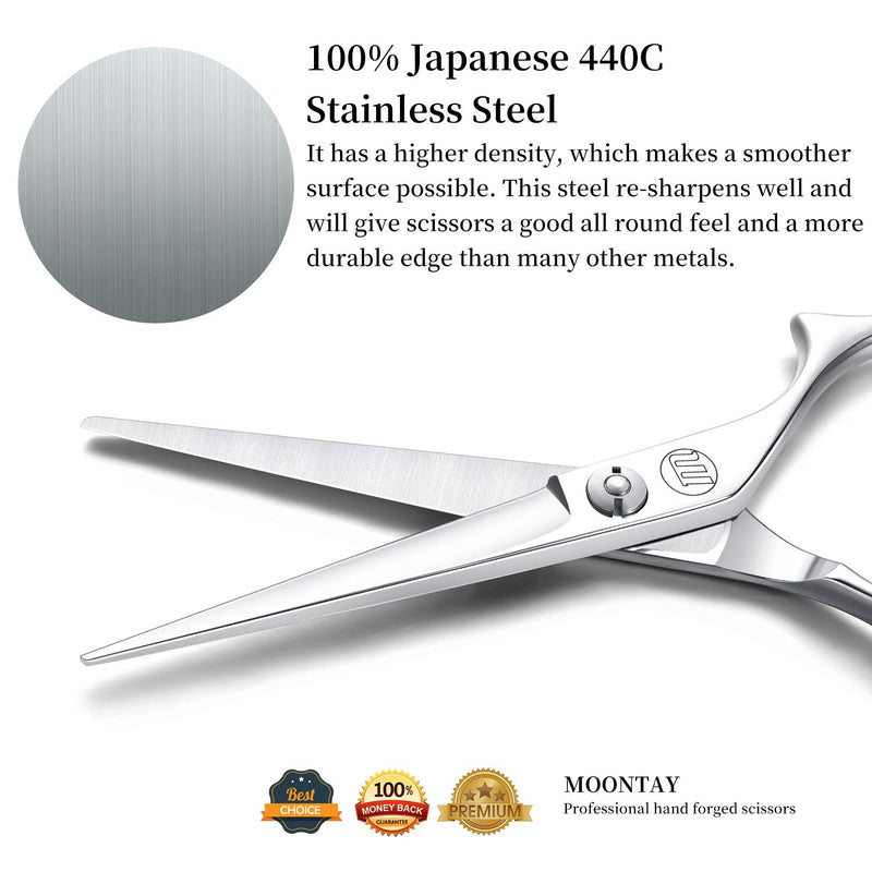 [Australia] - Moontay 5.5" Hair Cutting Shears with Large Finger Holes, Professional Barber Stylist Scissors, Salon Hair Cutting Scissors, 440C Japanese Stainless Steel, Silver 5.5 Inch 