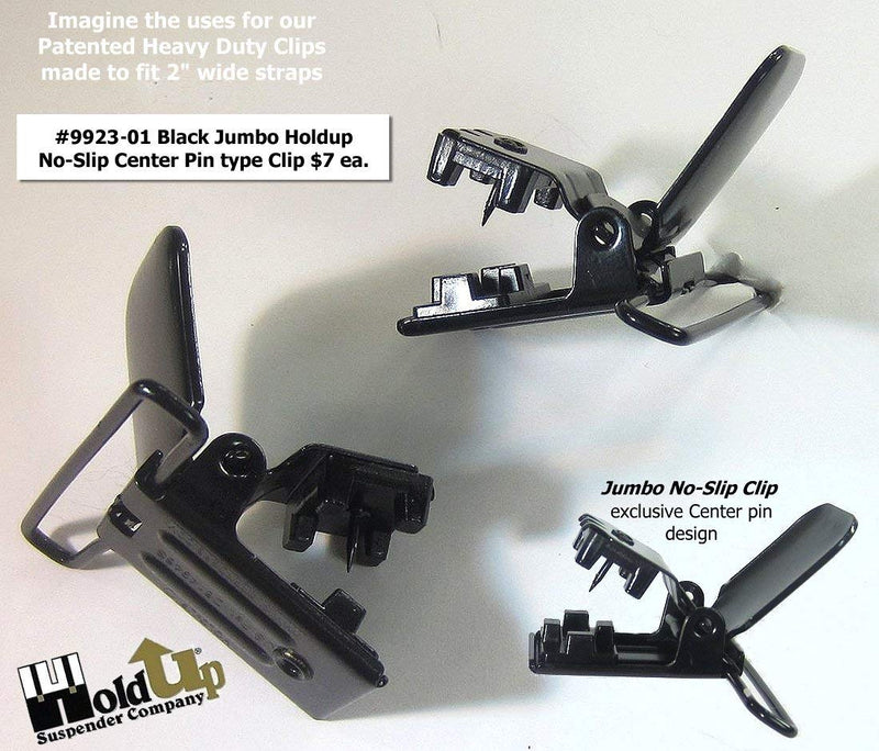 [Australia] - Jumbo Holdup patented no-slip suspender center pin type clips Black 1 