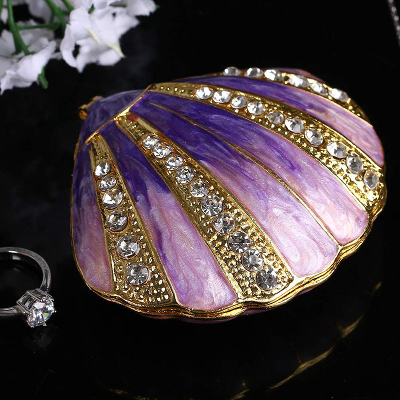 [Australia] - Trinket Box Hinged Jewelry Bejeweled Trinket Boxes Ring Holder Figurine Collectible (Shell) 