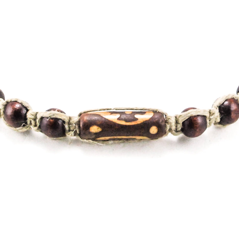 [Australia] - BlueRica Hemp Choker Necklace with Brown Wood Beads and Tube 