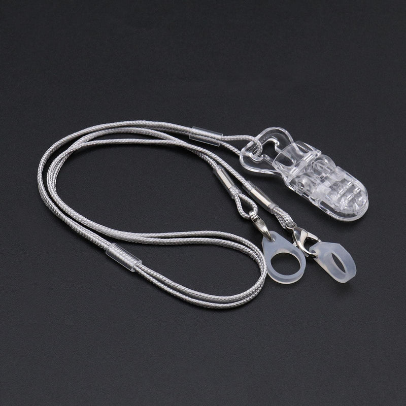 [Australia] - Hearing Aid Clip Anti-Lost Lanyard Safety Retainer for Adults and Kids with 3 Assorted Sizes Silicone Loops & 1PCS Plastic Storage Box Grey 