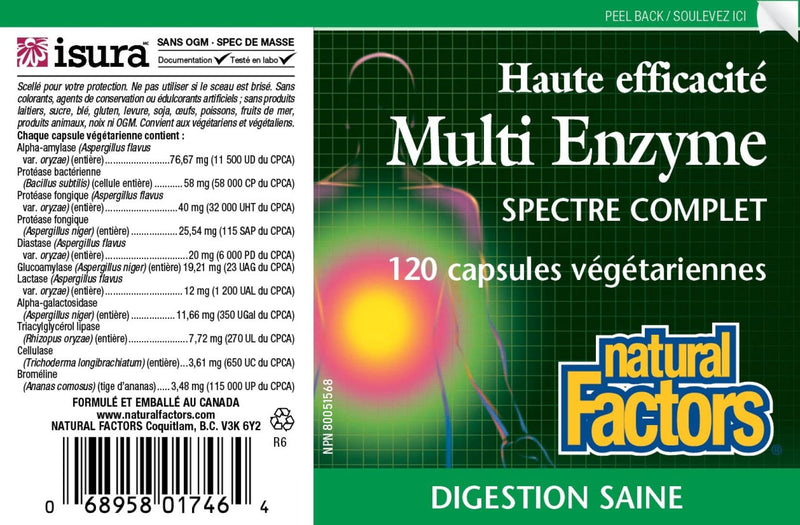 [Australia] - Natural Factors, High Potency Multi Enzyme Vegetarian Formula, Plant-Based Digestive Aid, 120 Capsules 120 Count (Pack of 1) 