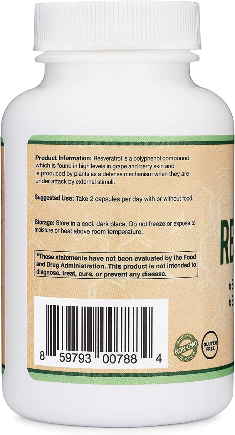 [Australia] - Resveratrol 500mg Per Serving, 120 Capsules (Natural Resveratrol Polygonum Root Extract Providing 50% Trans-Resveratrol) Healthy Aging Support by Double Wood Supplements 