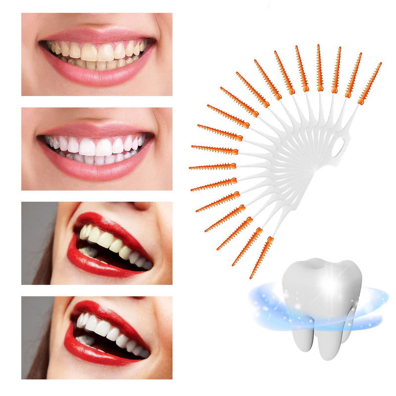 [Australia] - VIKSAUN 200 Pieces Interdental Brushes, Tooth Floss Picks Interdental Brush Flosser Sticks, Silicone Dental Picks, Oral Tooth Clean Silicone Floss Tooth Gap Brush for Protecting Teeth (Orange) Orange 