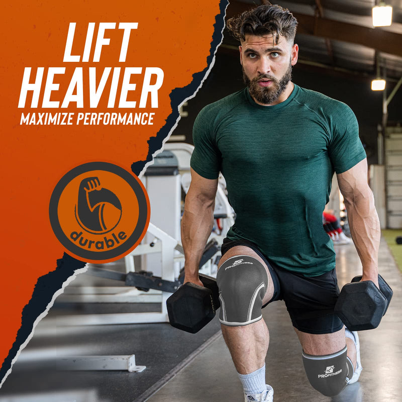 [Australia] - Knee sleeves for weightlifting (Sold as a Pair) for Men & Women | 7mm Thick Neoprene Compression Knee Sleeve | Knee Brace Support Working Out & Weight Lifting Squat, Deadlift, Mobility & Warmth Gray Medium 