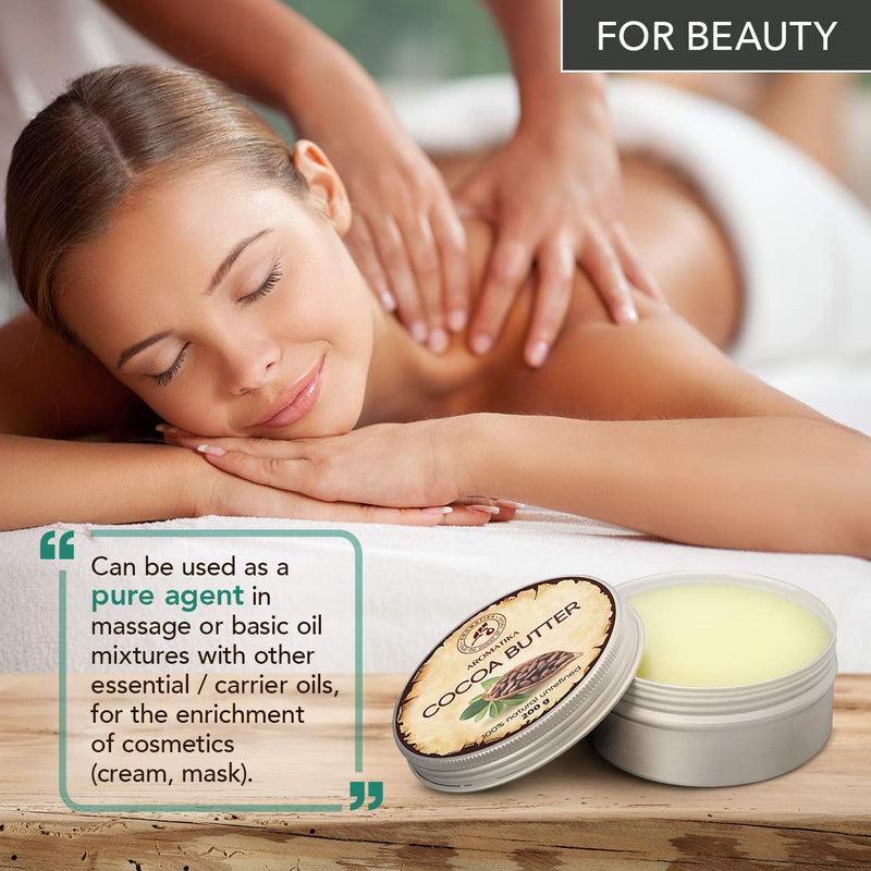 [Australia] - Cocoa Butter Pure & Natural 200g - Burkina Faso - Theobroma Cacao Seed Butter - Great Benefits for Skin - Hair - Face - Body - Lip care - Cacao Butters 