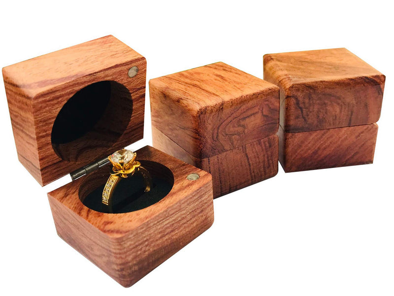 [Australia] - His and Hers Ring Holder – Handmade Wood Ring Box for Wedding Ceremony, Ring Boxes Small Engraved for Engagement/Proposal, Wood ring box for Women and Men (Heart 2PCs - Square) Heart 2PCs - Square 