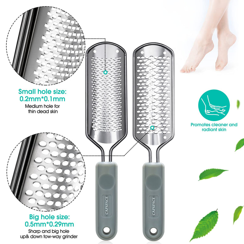 [Australia] - 3pcs Foot Files for Pedicures, 2 Stainless Steel Foot File Graters with An Extra Strong Removable Frame and a 2 Sided Foot File. Great Foot Care Products to Make Your Feet Look Healthy &Feel Refreshed A-2*GREY+1*Light Green 