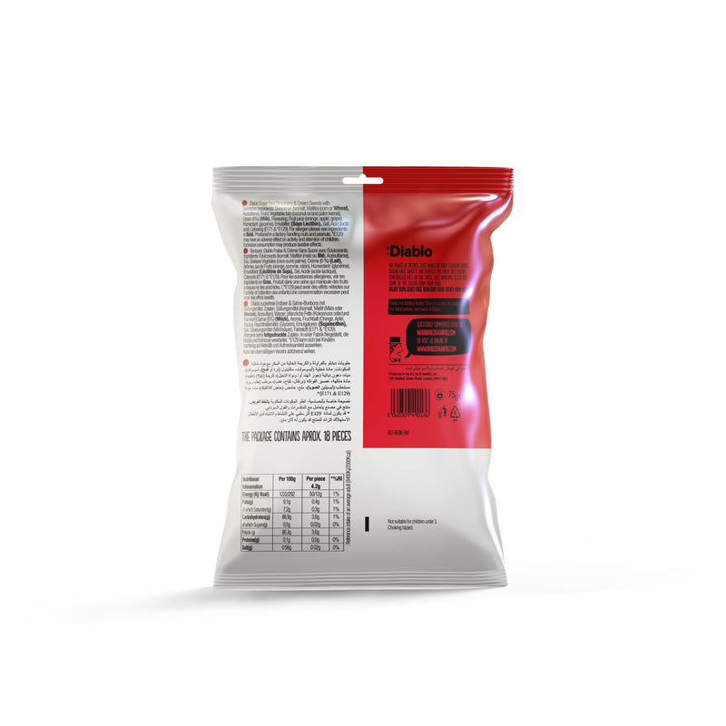 [Australia] - Diablo Strawberry & Cream Sweets |Sugar Free | Sweetened with Maltitol | Diabetic Hamper Available - Perfect for Gifting | 1 Packet 75g 75 g (Pack of 1) 