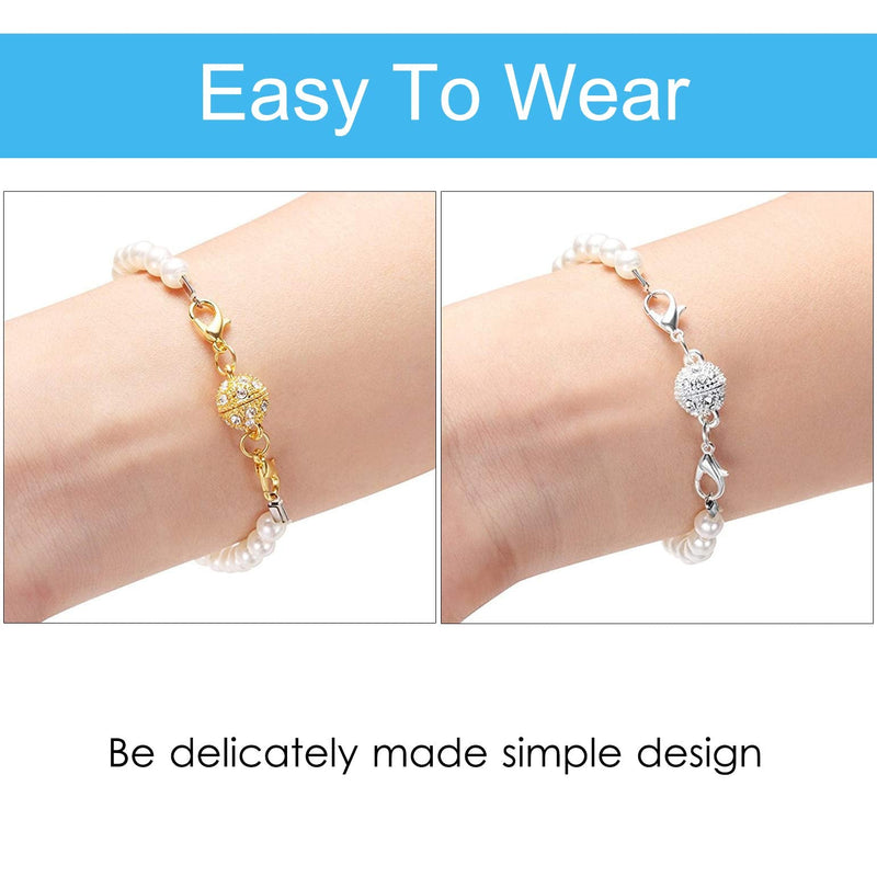 [Australia] - Magnetic Jewelry Clasps Magnetic Lobster Clasps for Necklace Bracelet Jewelry Making Rhinestone Ball Style, Cylindrical and Ball Tone (Gold and Silver) 12 Pieces 