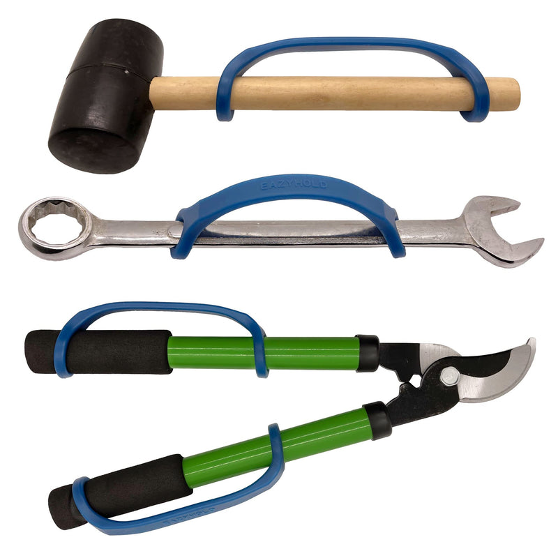 [Australia] - EazyHold Navy Silicone Universal Cuff, Large to X-Large Hands, Fits Adaptive Eating and Weighted Utensils, Foam Tubing, Thick Easy Grip Handles, Grooming, Daily Living Aid 2-Pack 8" 