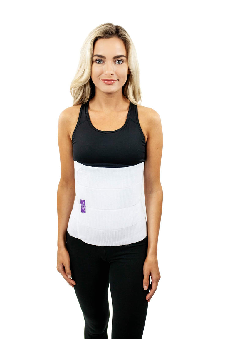 [Australia] - Abdominal Binder Post Surgery Compression Wrap - Torso Liposuction, Mommy Makeover, and Tummy Tuck Compression Garment - White 12in Postpartum Belt and C-Section Recovery Belly Band (S13-12) Large Large (Pack of 1) 