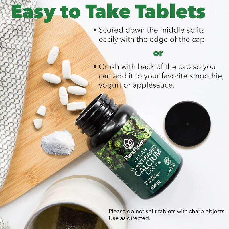 [Australia] - PlantFusion Vegan Calcium, Premium Plant Based Calcium (1000mg) Sourced from Icelandic Red Algae, Plus Magnesium, D3, K2, and Boron, 90 Vegan Tablets 