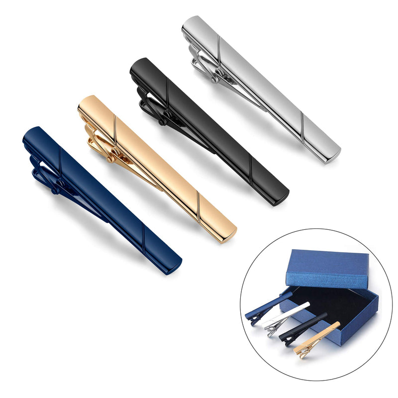 [Australia] - SEVENSTONE 4 Pcs Tie Clips for Men Tie Pin Set Ties Necktie Business Bar Clips 4pa 