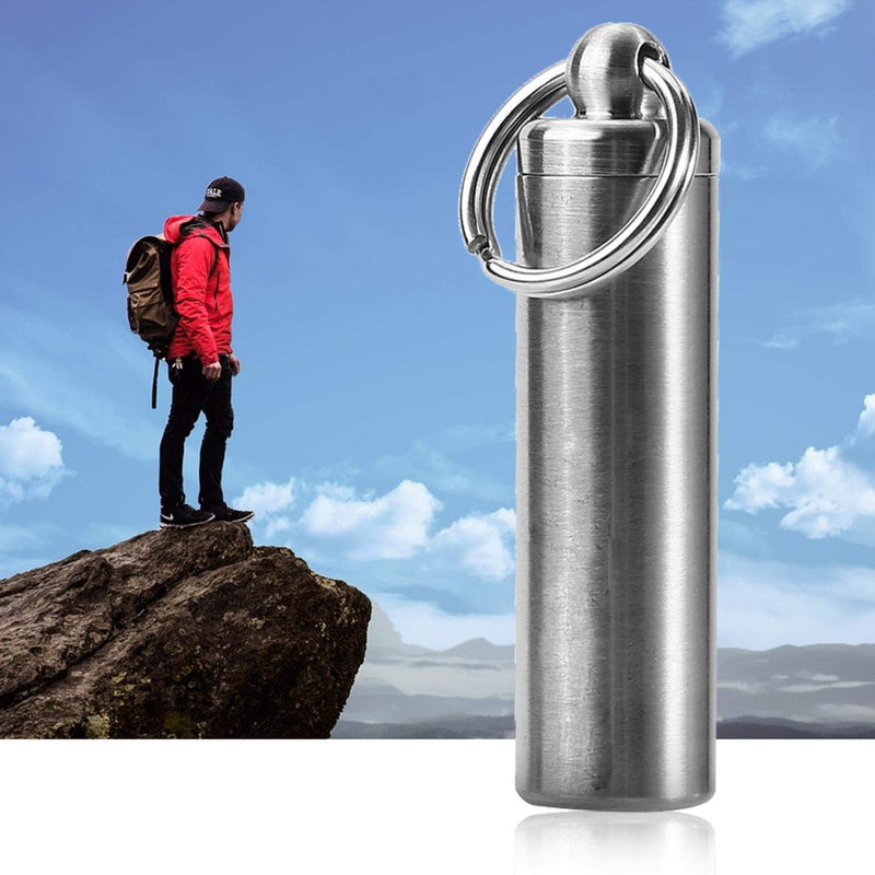 [Australia] - Mini Pill Holder Waterproof Pill Containers, Portable Pill Case, Stainless Steel Pill Box with Keychain for Outdoor Camping Traveling 