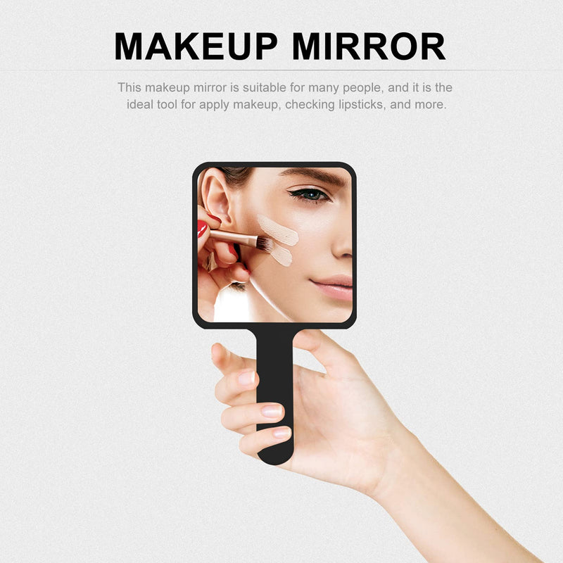[Australia] - SOLUSTRE Hand Mirror Square Makeup Mirror Handheld Cosmetic Mirror Salon Hairdressing Mirror with Handle, Black 