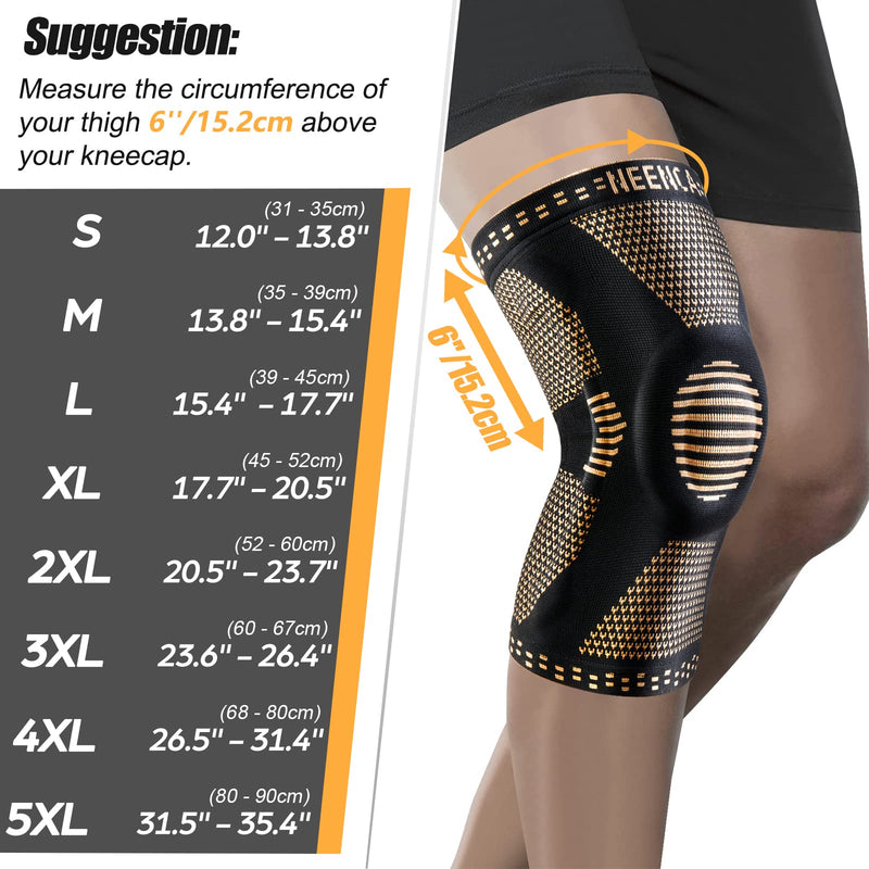 [Australia] - NEENCA Copper Knee Brace, Professional Knee Support with Patella Gel Pad & Side Stabilizers, Plus Size Compression Sleeves for Knee Pain, Sports, Workout, Arthritis, ACL, Joint Pain Relief - Single XXX-Large 