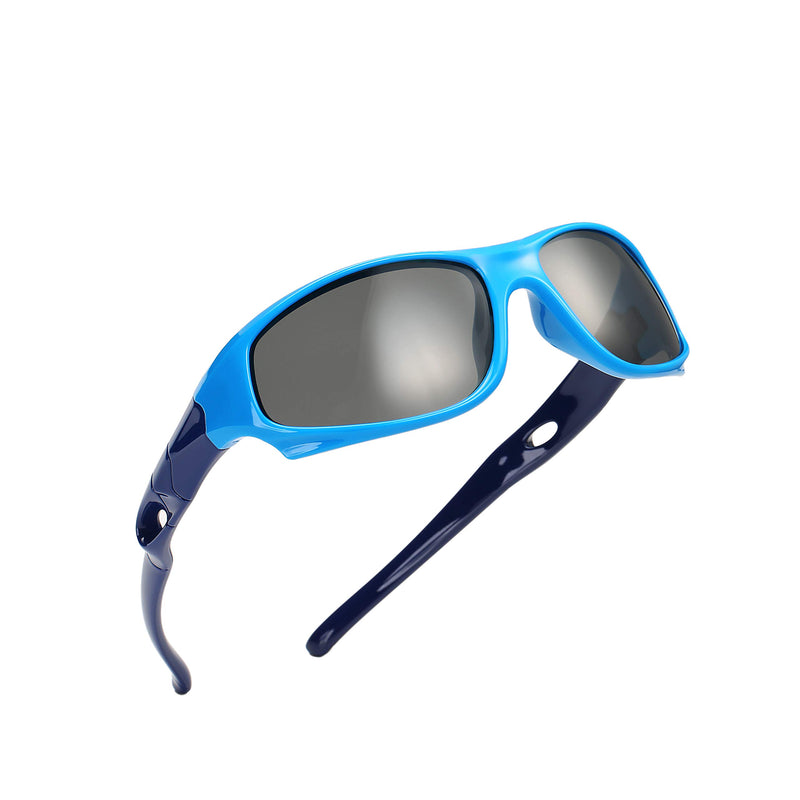 [Australia] - AZORB Sports Polarized Kids Sunglasses TPEE Rubber Flexible Frame for Children Age 3-10 A01 Blue/Dark Blue 